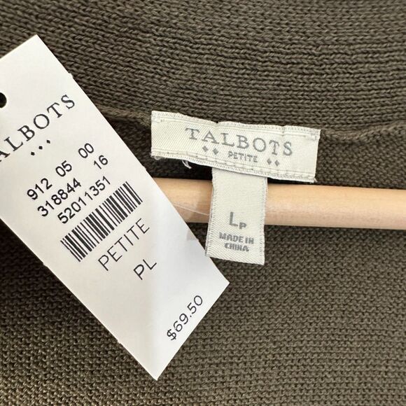 Talbots Womens 3/4 Sleeve Open Cardigan Duster Olive Green Size Large Petite NWT - Picture 6 of 7